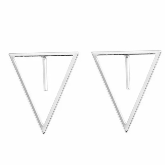 Geometric Triangle Simple Silver Color Front Back - Picture 2 of 4